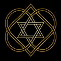 Star of David, merkabah, light, spirit, body inside of celtic knot of hearts