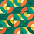 Bauhaus inspired vector seamless pattern - geometric retro design with circles, triangles, lines and squares Royalty Free Stock Photo