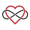 Infinity heart logo symbol for eternal bond, balance, focus, harmony, kundalini, commitment, divine power