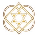 Star of David, merkabah, light, spirit, body inside of celtic knot of hearts