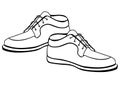 Men`s shoes with laces - a vector linear picture for coloring. Shoes icon or logo for shoe store. Outline. Men`s shoes.