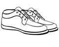 Pair of Men`s shoes with laces - vector linear picture for coloring. Shoes icon or logo for shoe store. Outline. Men`s boots.