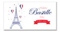 Happy Bastille Day, the French National Day poster and concept design. France independence day celebration card. Royalty Free Stock Photo