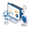 Robot data analyst concept illustration Royalty Free Stock Photo