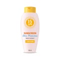 Sunscreen. Vector illustration of a realistic bottle of sunscreen. Royalty Free Stock Photo