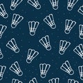 Shuttlecock illustration isolated on navy background. hand drawn vector. seamless pattern with shuttlecock. sport background. whit Royalty Free Stock Photo