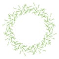 Hand drawn vector green floral rustic circle wreaths with plant leaves and branches on white background Royalty Free Stock Photo
