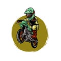 Motocross rider doing stunt. Motocross rider ride the motocross bike