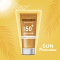 Template for an advertising poster with sunscreen.