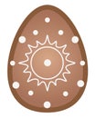 Gingerbread cookie in the shape of an egg painted with icing - vector image. Patterned gingerbread cookies