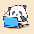 Cute panda working on laptop cartoon design Royalty Free Stock Photo