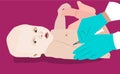 illustration of baby vaccination. Cartoon cute baby getting vaccinated.