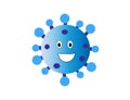 blue smiled coronavirus COVID-19 cartoon illustration with smile isolated