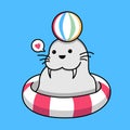 Cute seals mascot cartoon design