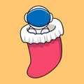 Cute astronaut in christmas socks cartoon Royalty Free Stock Photo
