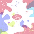 Love-hand drawn lettering with flower and heart illustration. abstract pattern with colorful wave shape. romantic and elegant. doo Royalty Free Stock Photo