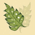 Green leaf illustration. hand drawn vector. green leaf with white holes. nature background. reflection leaf. doodle art for wallpa Royalty Free Stock Photo