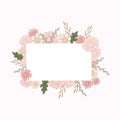 Nature frame, border. beautiful blooming flower with leaf illustration. rectangle blank space template for text. hand drawn vector