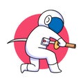 Cute samurai astronaut mascot cartoon design