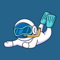Cute astronaut snorkeling cartoon design