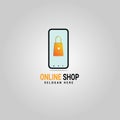 Modern online shop logo design template shoping online Royalty Free Stock Photo