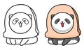 Cute panda with bread costume coloring page for kids Royalty Free Stock Photo