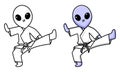 Cute karate alien coloring page for kids