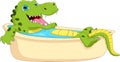 Cartoon crocodile bathing in the bathtub Royalty Free Stock Photo