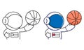 Cute astronaut with basketball coloring page for kids