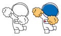 Cute astronaut dancing coloring page for kids