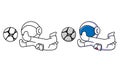 Cute astronaut catching the ball coloring page for kids Royalty Free Stock Photo