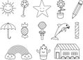 Cute things coloring page different isolated element on the white background. Royalty Free Stock Photo