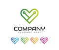 Heart tech logo. Technology Love Logo Outline monoline. Heart Logo Designs Concept with Technology Symbol
