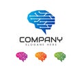 Smart brain tech logo design. Brain, Creative mind, learning and design icons, logos. Man head, people symbols Royalty Free Stock Photo
