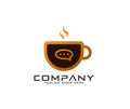Logo Coffee cup chat vector Creative design cafe idea Coffee chat logo design Royalty Free Stock Photo