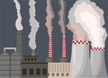Industrial factory. exhaust gas contaminate urban atmosphere. Toxic smog.