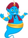 Cartoon genie aladdin waving on white background