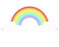 Rainbow between clouds, symmetrical - vector full color clip art. rainbow with clouds