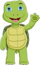 cartoon cute turtle waving isolated on white background Royalty Free Stock Photo