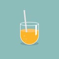 Goblet or wineglass of cocktail, juice, lemonade. Vector flat icon in outline design. Glass drink symbol. Royalty Free Stock Photo