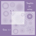 Set of 2 stencils. Collection of fireworks. Template for laser, plotter cutting Royalty Free Stock Photo