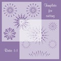 Set of 2 stencils. Collection of fireworks. Template for laser, plotter cutting. Royalty Free Stock Photo