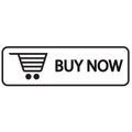 Buy now button sign vector with shopping cart . Royalty Free Stock Photo