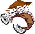 Graphic character of rickshaw three wheeled passenger cart.