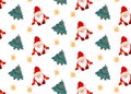 seamless pattern with christmas trees and santa Claus