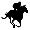 Silhouette racing horse on a white background. Equestrian sport. Vector illustration