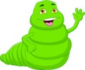 Cute caterpillar cartoon waving on white background Royalty Free Stock Photo