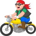 Cartoon happy man riding a motorcycle Royalty Free Stock Photo