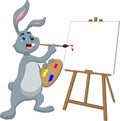 Cute rabbit painting on white background