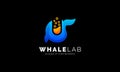 Modern whale lab logo design template